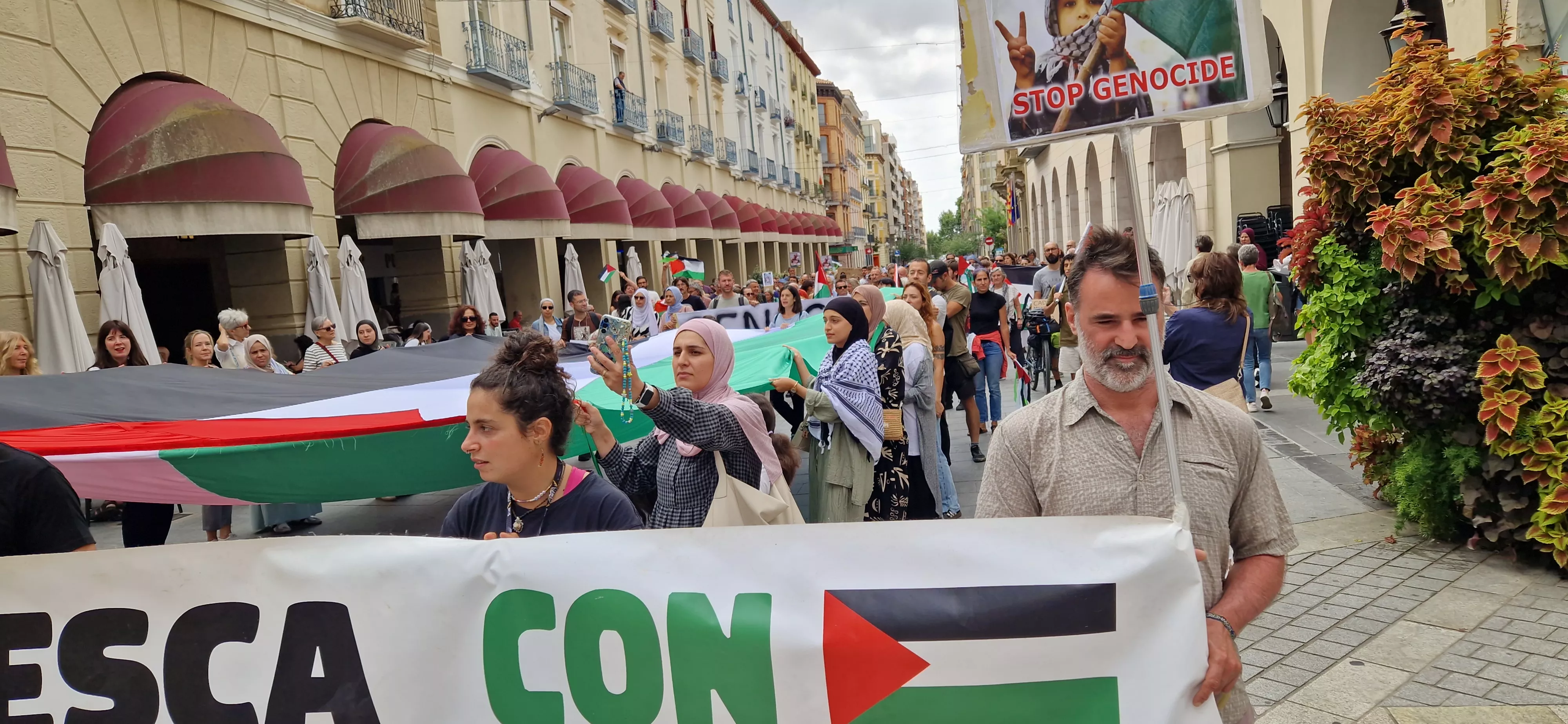 Manifestación de apoyo a Palestina en Huesca. Foto Myriam Martínez