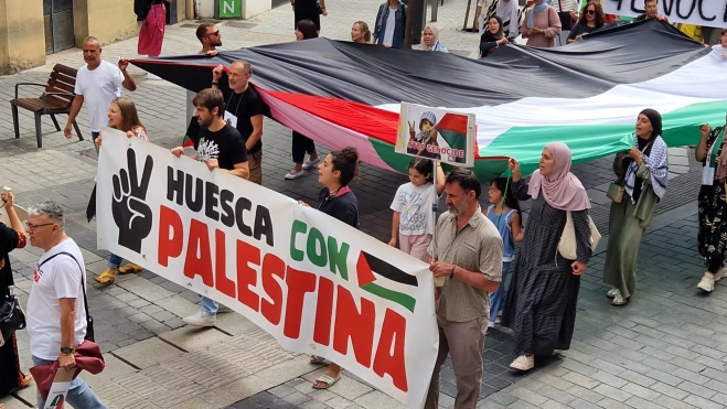 Manifestación de apoyo a Palestina en Huesca. Foto Myriam Martínez