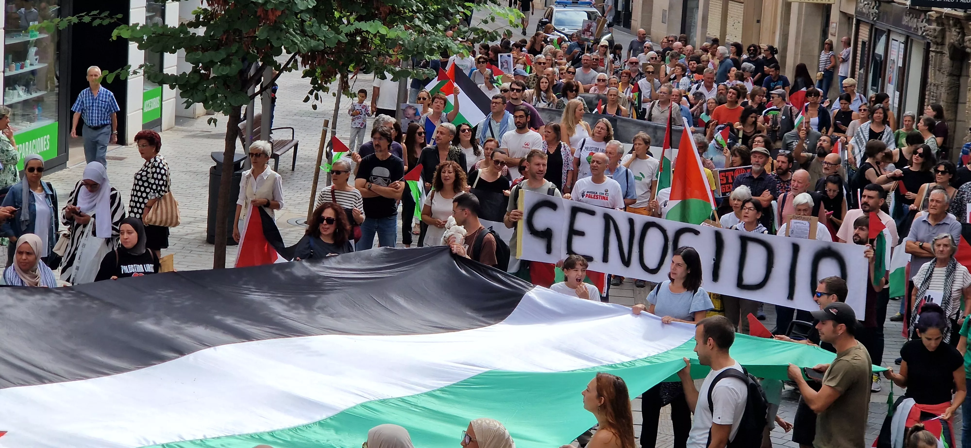 Manifestación de apoyo a Palestina en Huesca. Foto Myriam Martínez