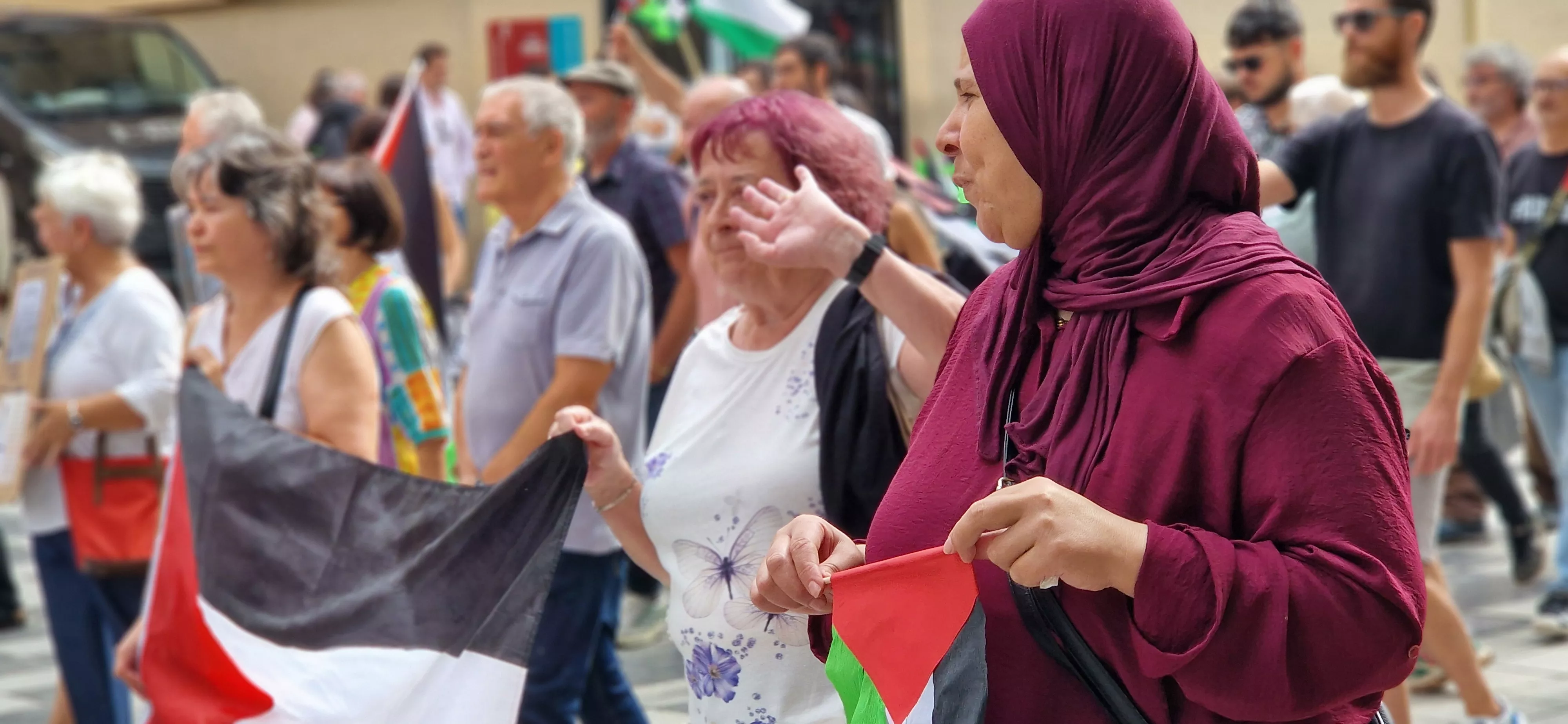 Manifestación de apoyo a Palestina en Huesca. Foto Myriam Martínez
