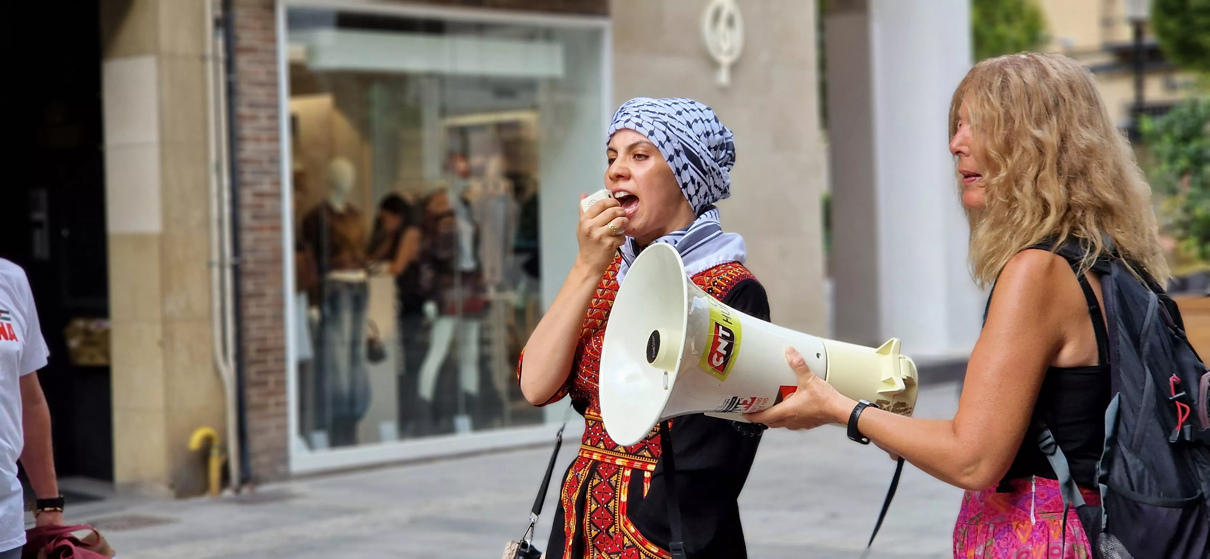 Manifestación de apoyo a Palestina en Huesca. Foto Myriam Martínez