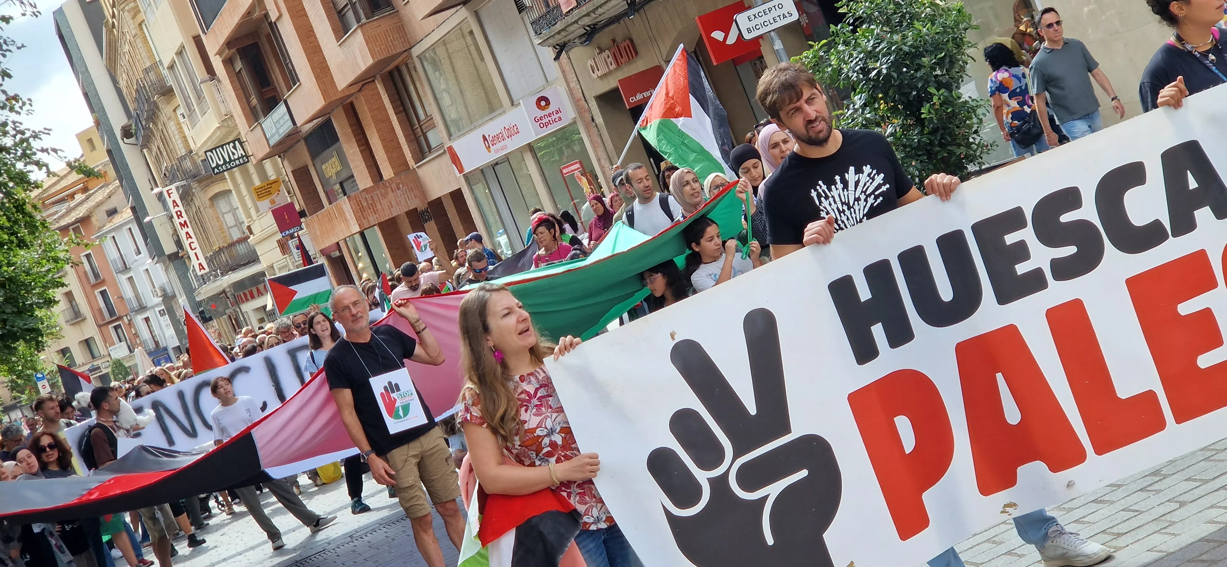 Manifestación de apoyo a Palestina en Huesca. Foto Myriam Martínez