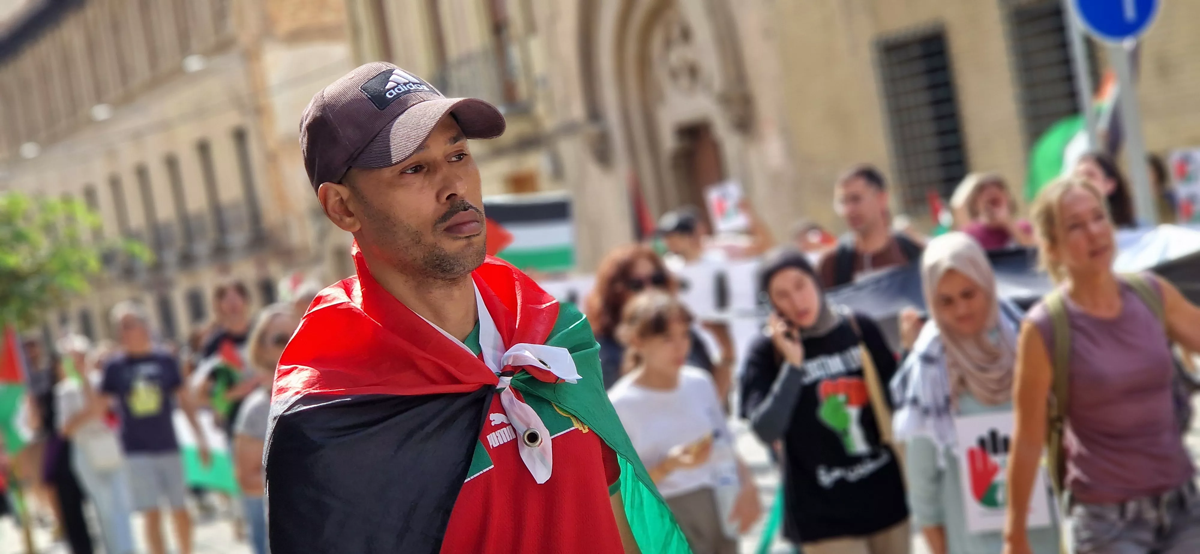 Manifestación de apoyo a Palestina en Huesca. Foto Myriam Martínez