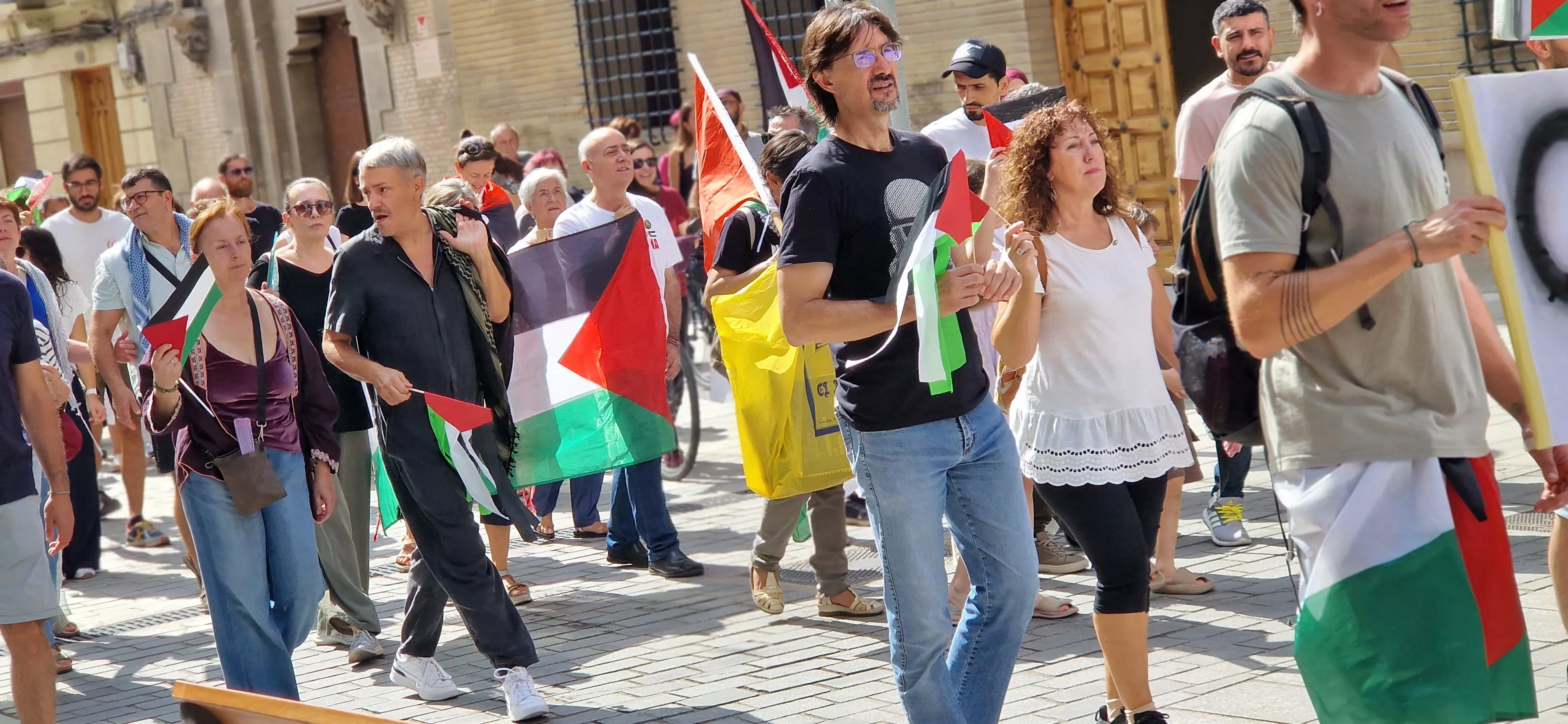 Manifestación de apoyo a Palestina en Huesca. Foto Myriam Martínez