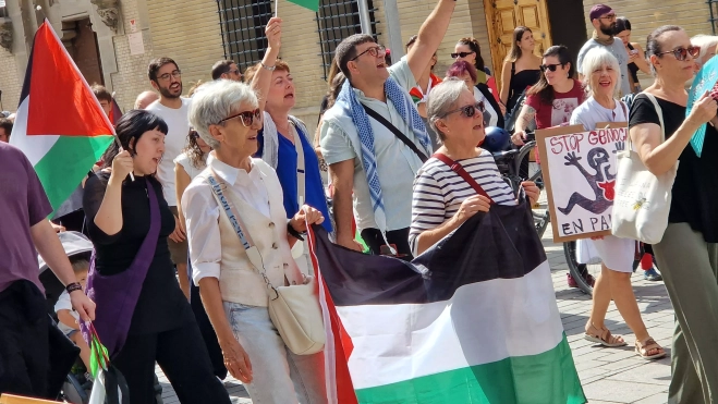 Manifestación de apoyo a Palestina en Huesca. Foto Myriam Martínez
