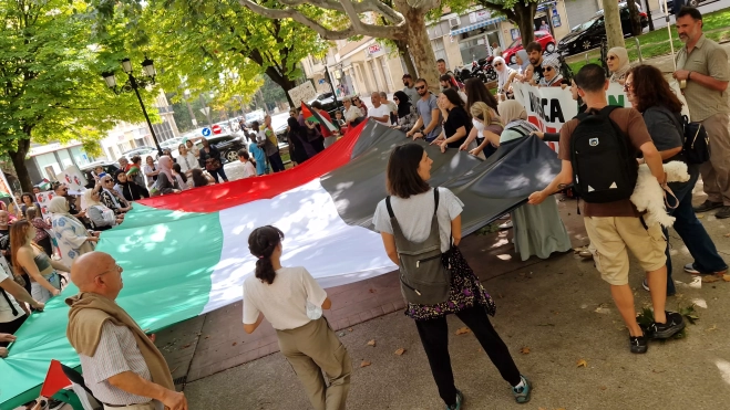 Manifestación de apoyo a Palestina en Huesca. Foto Myriam Martínez