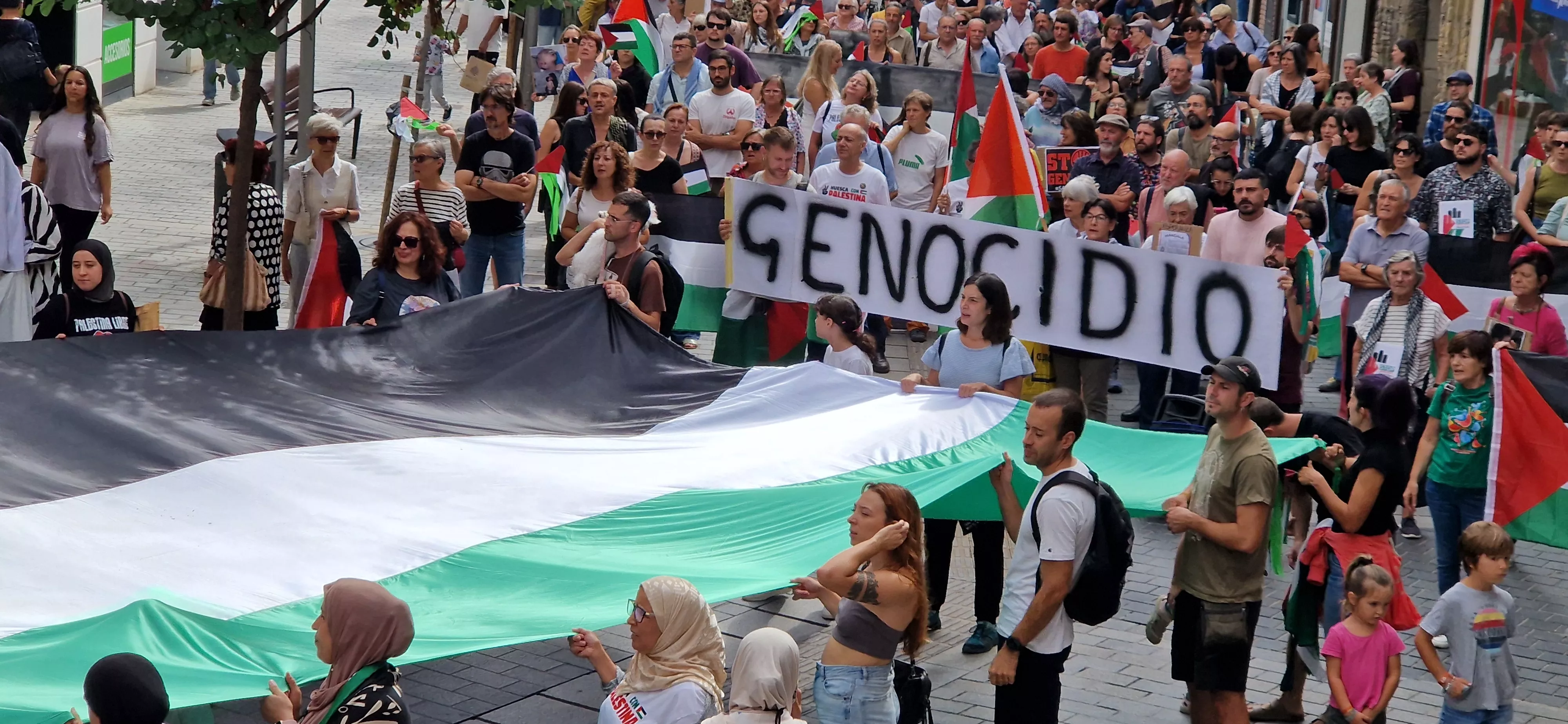 Manifestación de apoyo a Palestina en Huesca. Foto Myriam Martínez