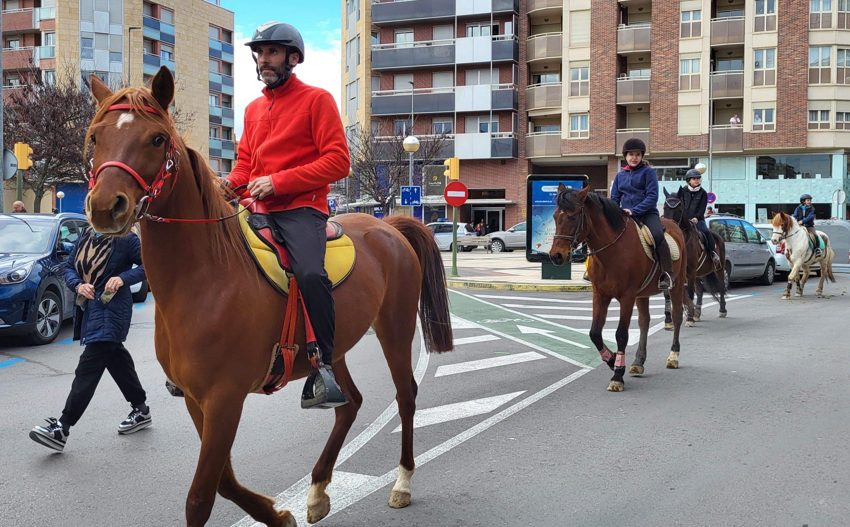 Caballos que han recibido la bendición en el tradicional acto de San Antón.