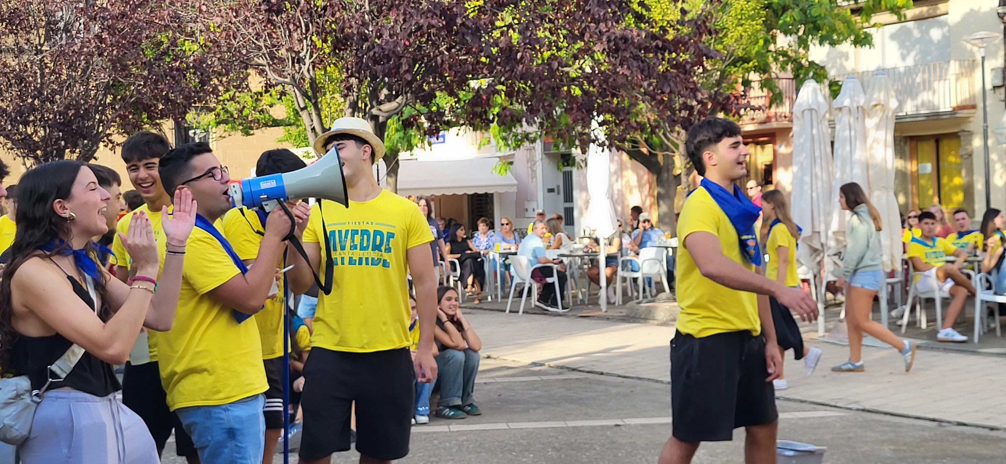 Madero enjabonado en las fiestas de Ayerbe. Foto Mercedes Manterola
