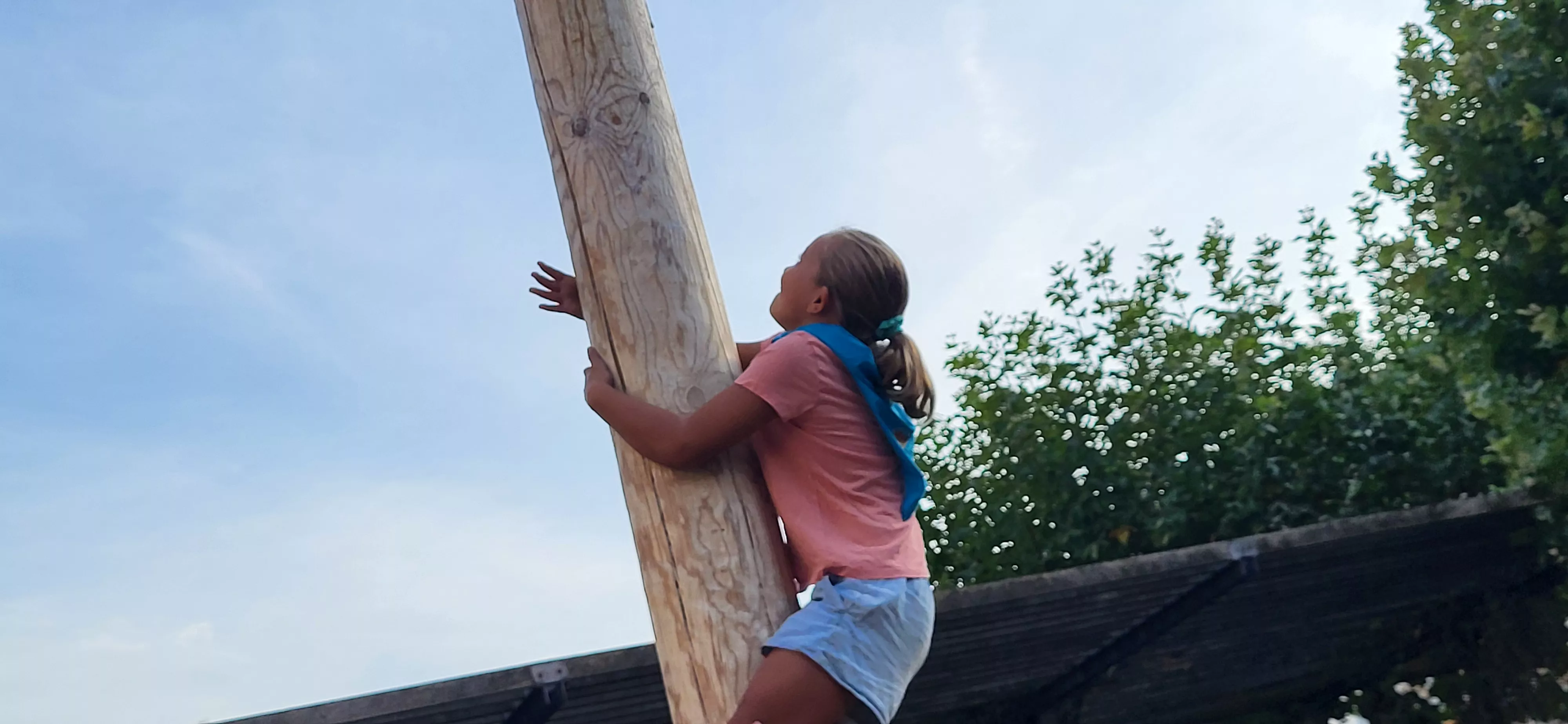 Madero enjabonado en las fiestas de Ayerbe. Foto Mercedes Manterola