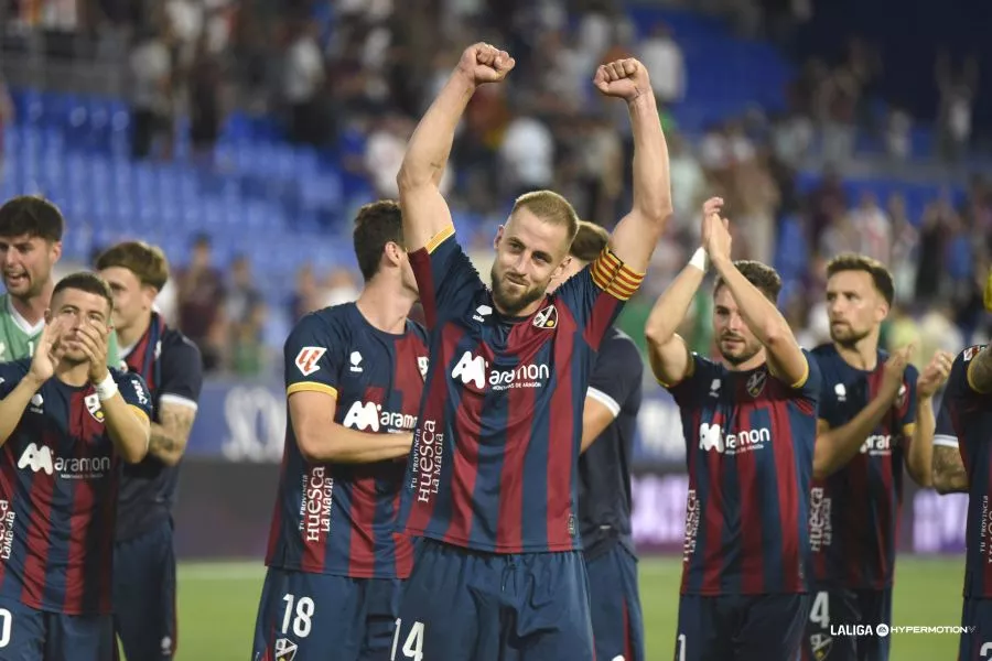 Jorge Pulido celebra el triunfo ante el Málaga