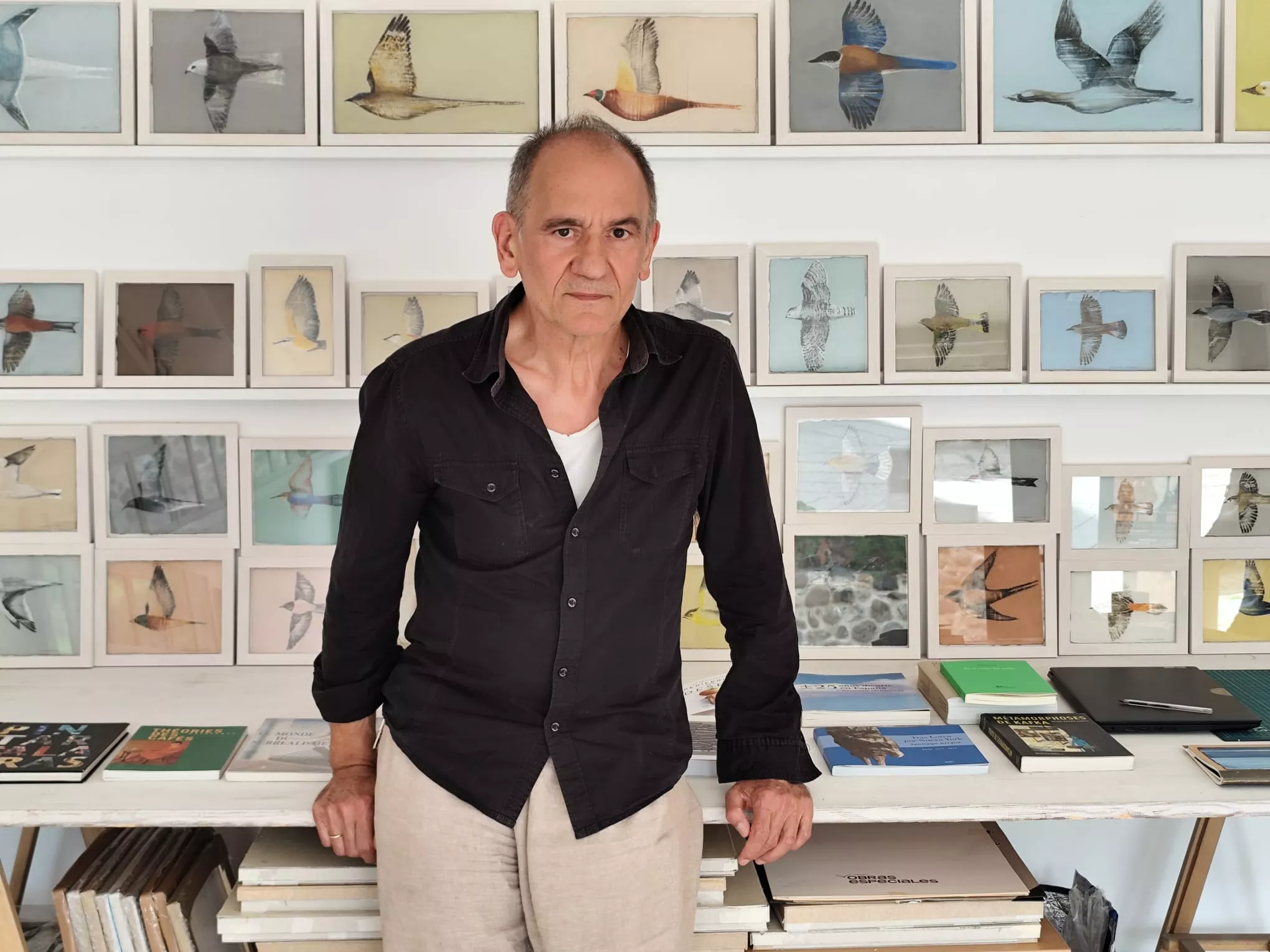 Santiago Arranz en su taller de Castejón de Sos (septiembre 2025). Foto P.J.