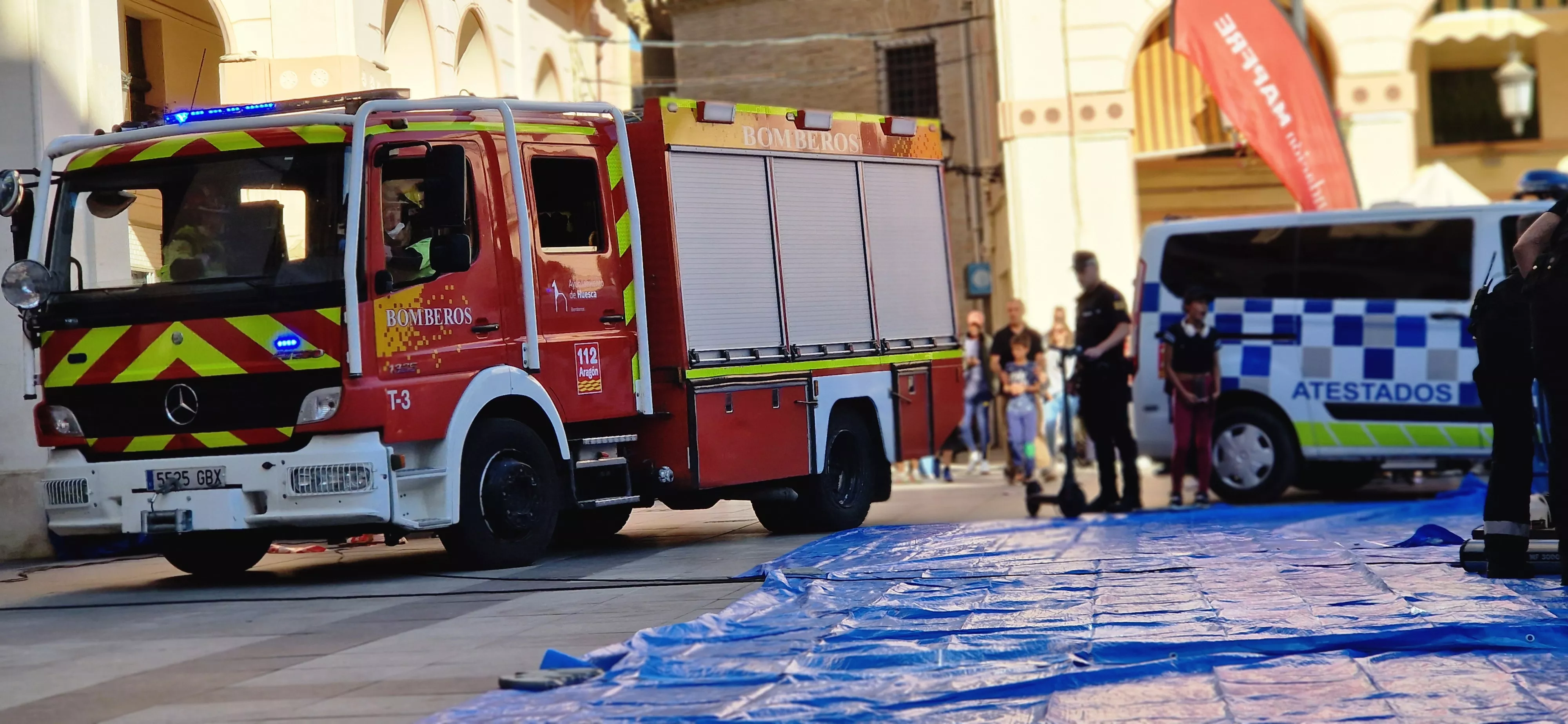 Simulacro de accidente en la plaza López Allué. Foto Myriam Martínez 