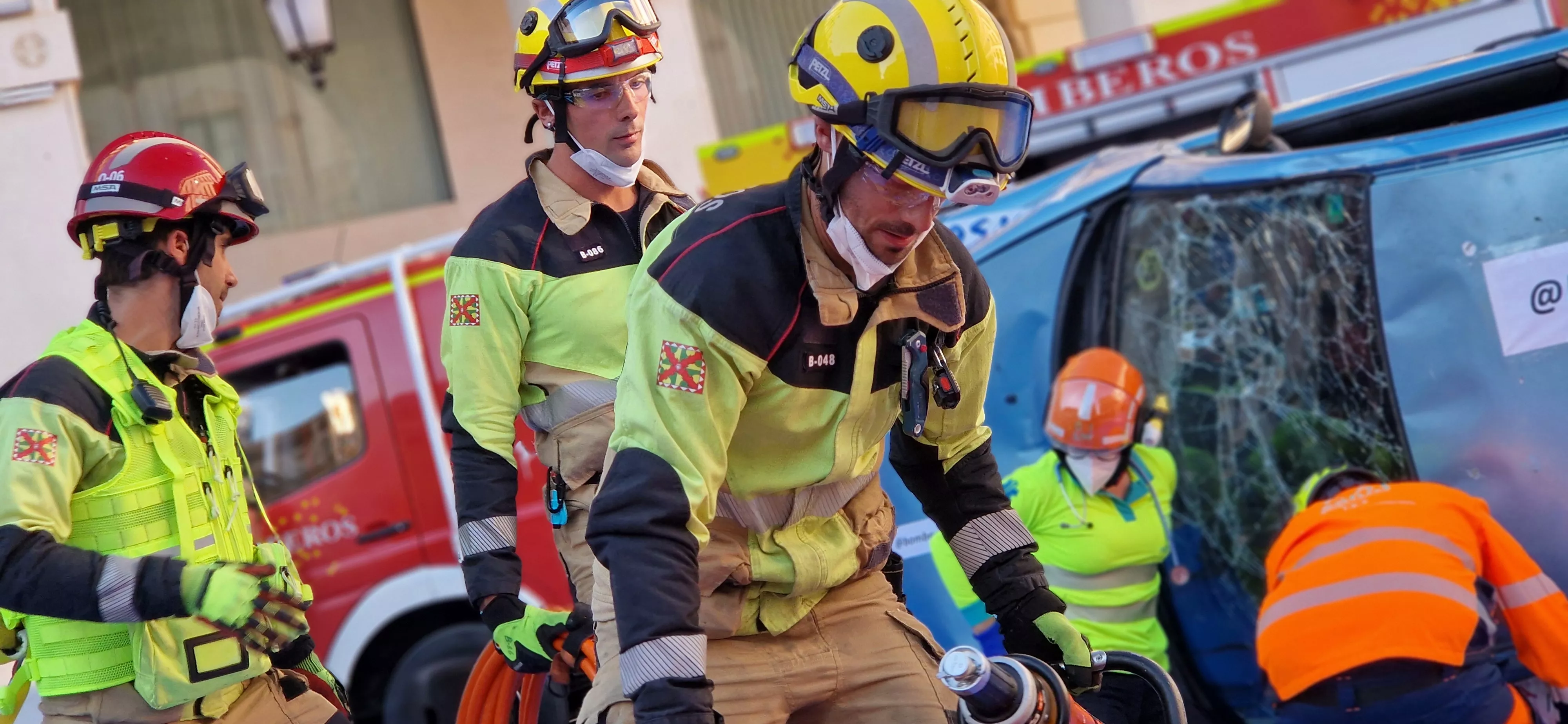 Simulacro de accidente en la plaza López Allué. Foto Myriam Martínez 