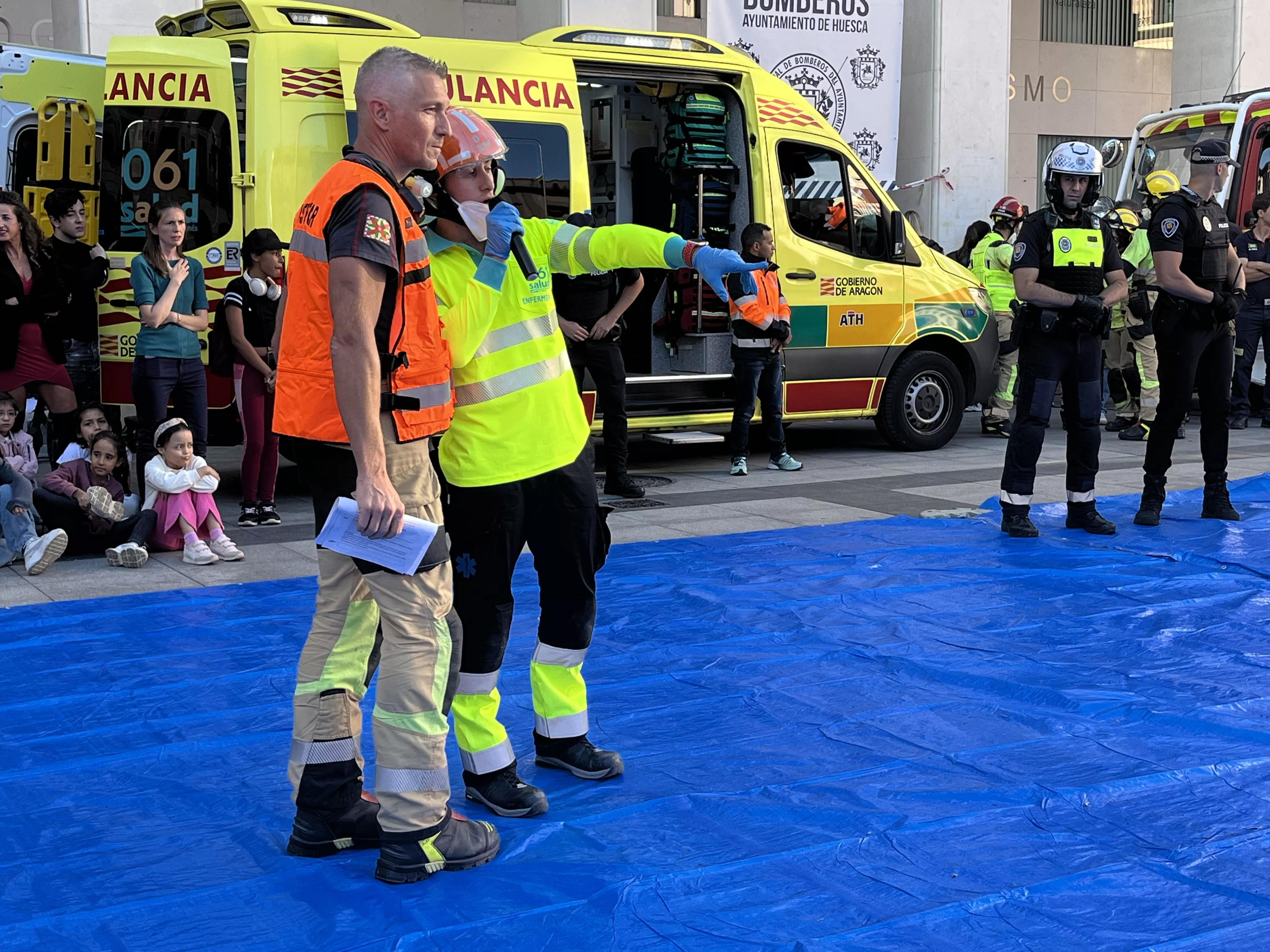 Simulacro de accidente en la plaza López Allué. Foto Myriam Martínez 