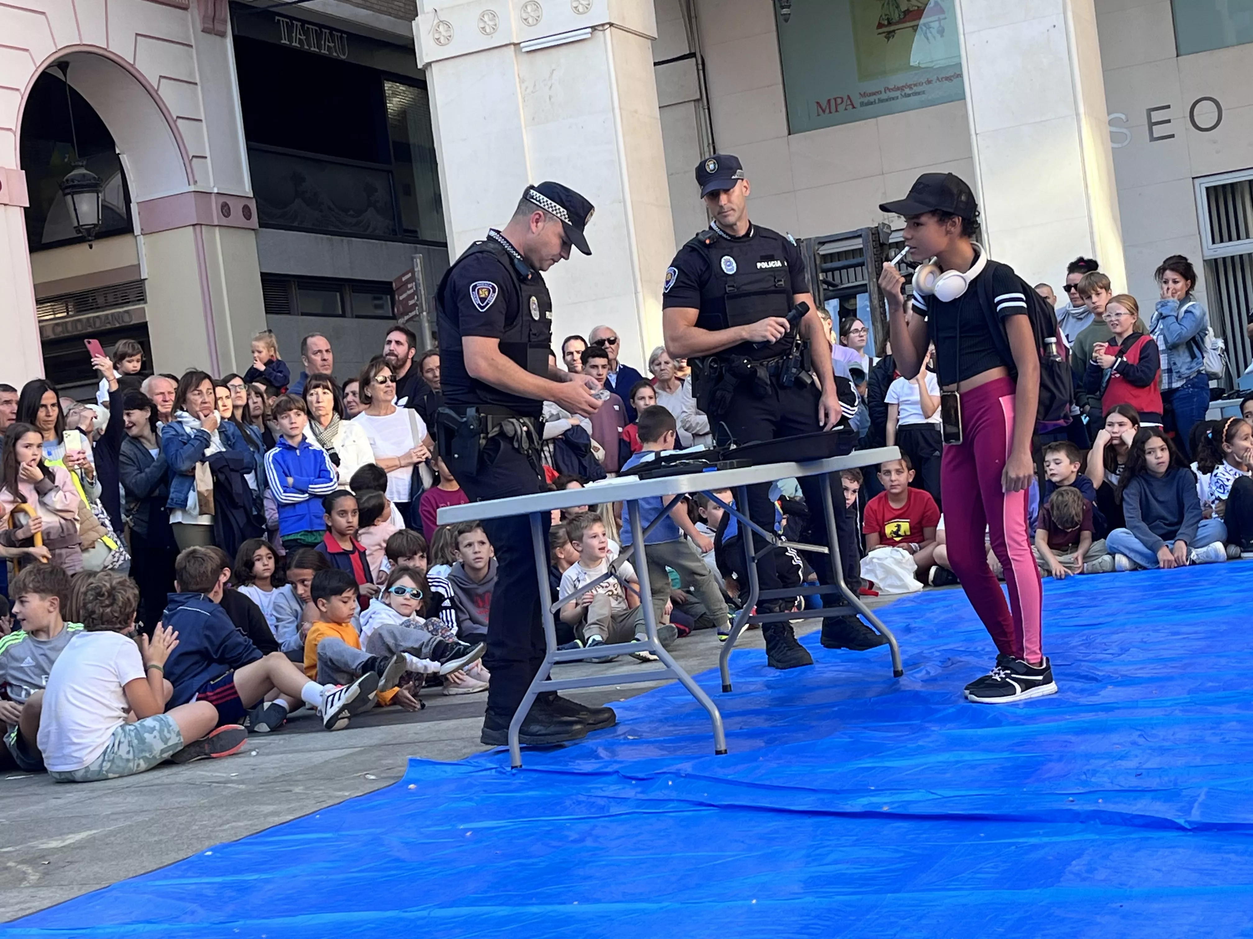 Simulacro de accidente en la plaza López Allué. Foto Myriam Martínez 