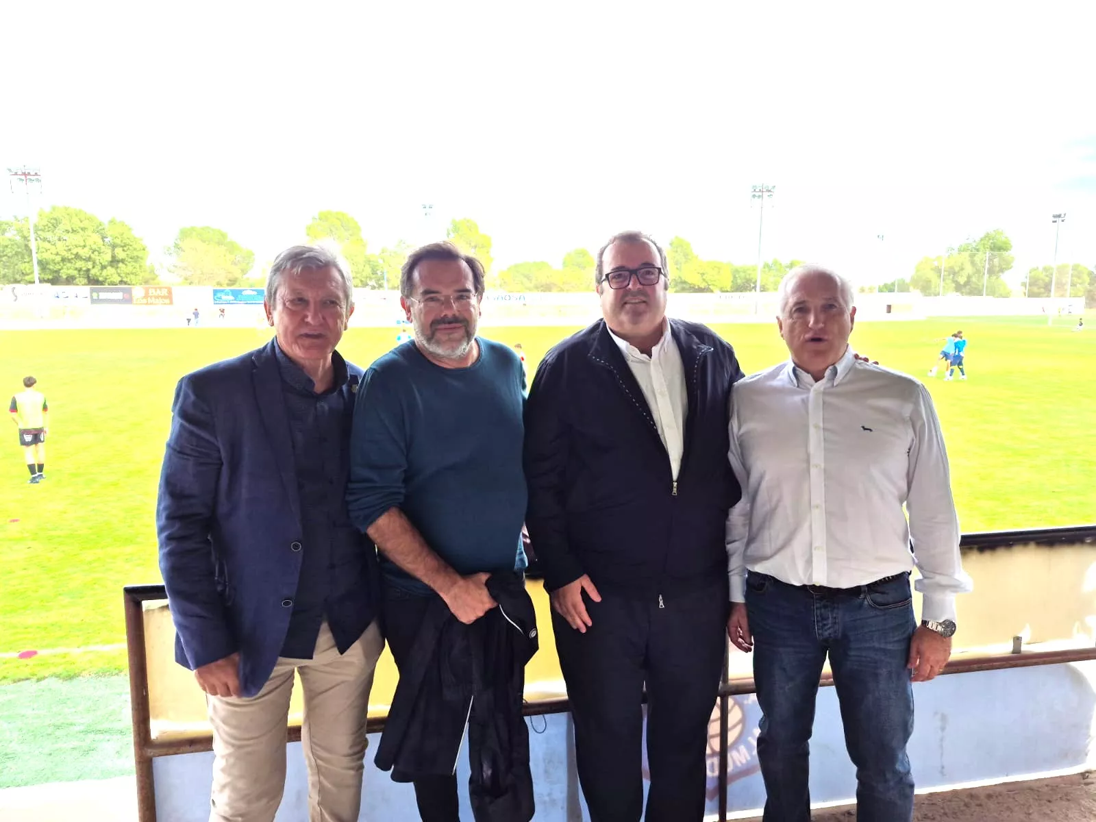 Emilio Gracia, Javier Aventín, Manuel Torralba y Juan Antonio Sagardoy, en el Almudévar-Monzón.