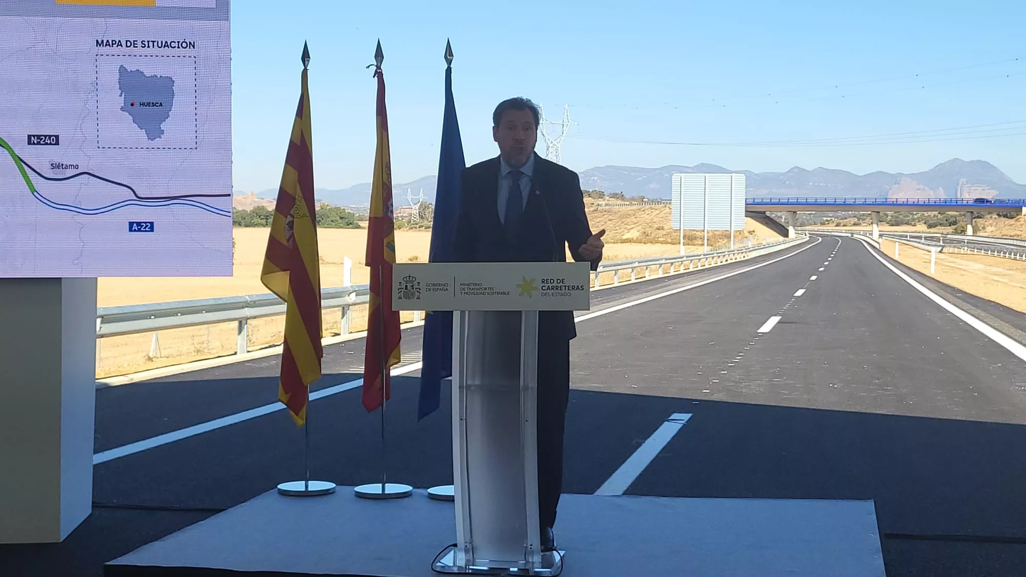 Inauguración del tramo Huesca-Siétamo de la A-22 por el ministro Óscar Puente