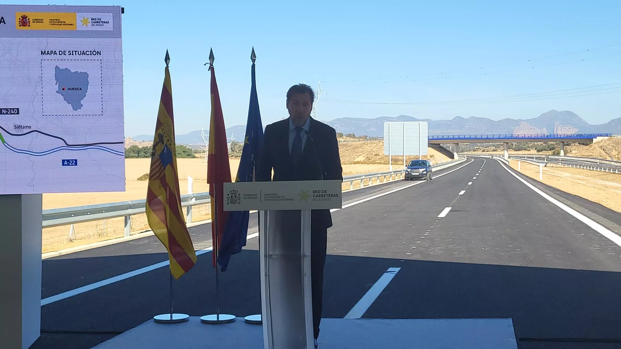 Inauguración del tramo Huesca-Siétamo de la A-22 por el ministro Óscar Puente