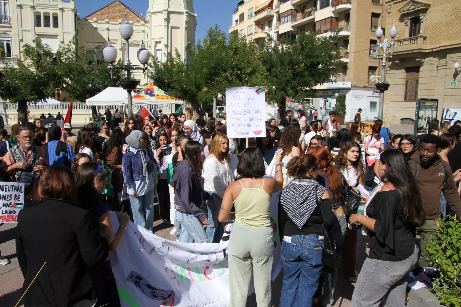 Concentración estudiantil de apoyo a Palestina. Foto Carlos Neofato