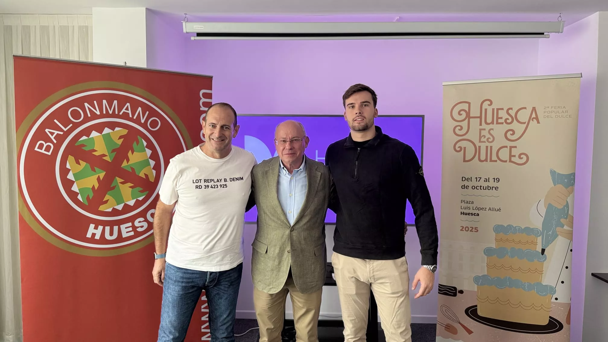 José Nolasco, Leopoldo Carranza y Artur Parera en la presentación del Bada Huesca Granollers