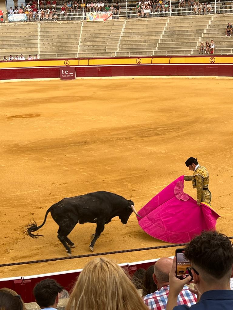 Imagen de la primera de abono, con Porta Miravé lanceando al único novillo que pudo torear.