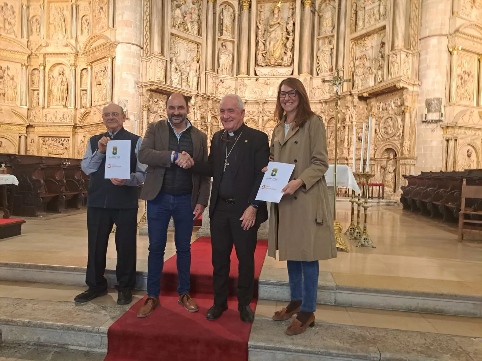 Ángel Noguero, Fernando Torres, Ángel Pérez y Blanca Galindo tras la firma del apoyo al Plan Director