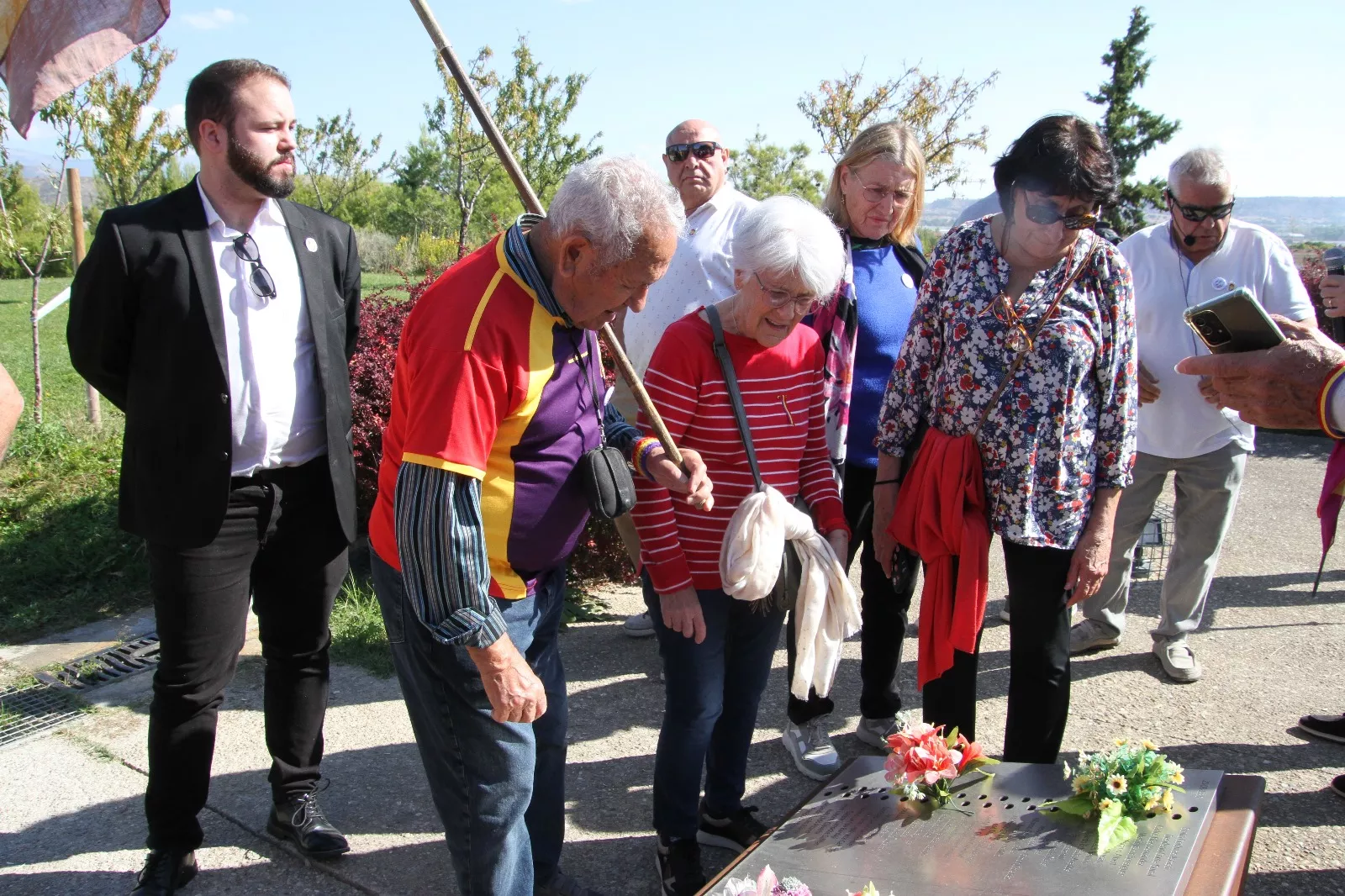 Visita de la Amicale de antiguos guerrilleros a lugares de memoria democrática en Huesca. Foto Carlos Neofato