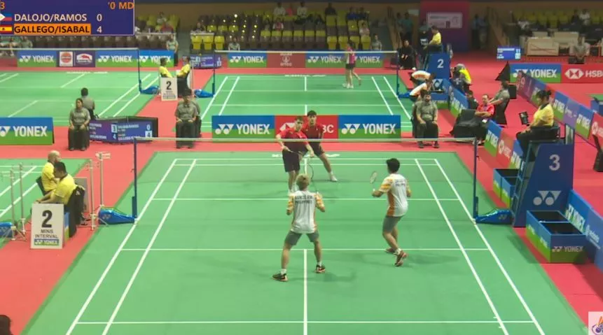 Imagen del partido de dobles disputado este martes en el Mundial por Gállego e Isabal.