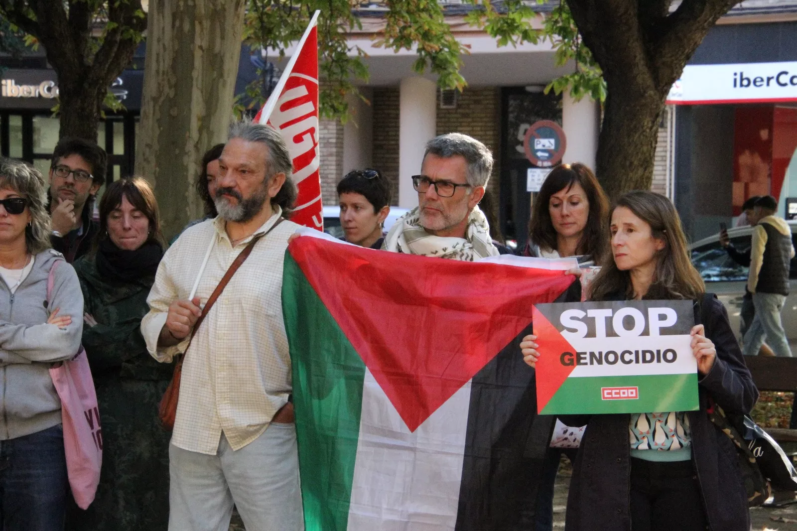 Concentración de CCOO en apoyo a Palestina la Plaza Cervantes. Foto Carlos Neofato 