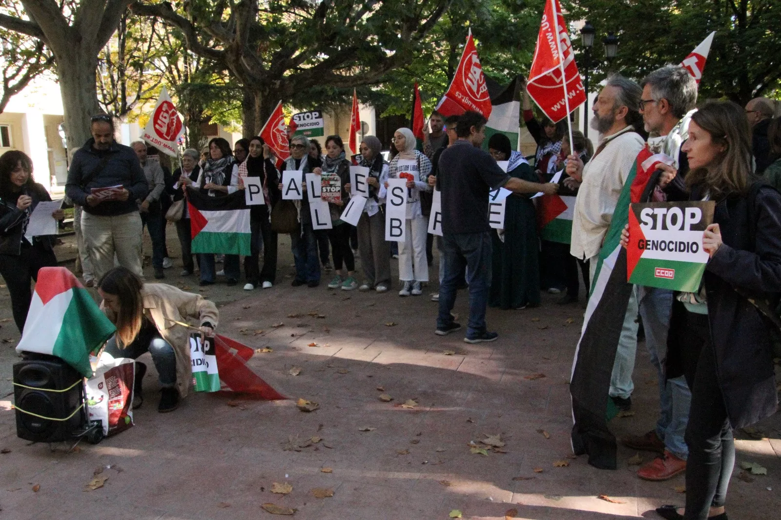 Concentración de CCOO en apoyo a Palestina la Plaza Cervantes. Foto Carlos Neofato 