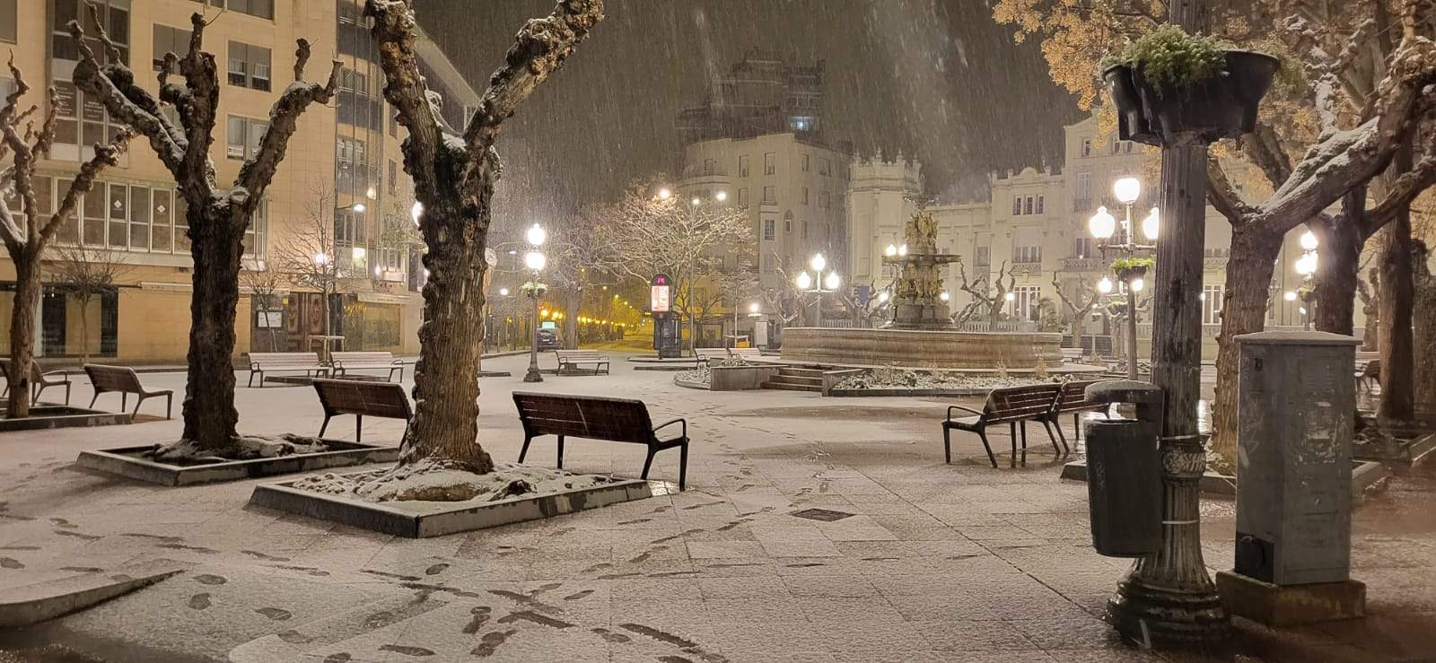 La plaza de Navarra de Huesca, nevada el pasado invierno. La plaza de Navarra de Huesca, nevada el pasado invierno.