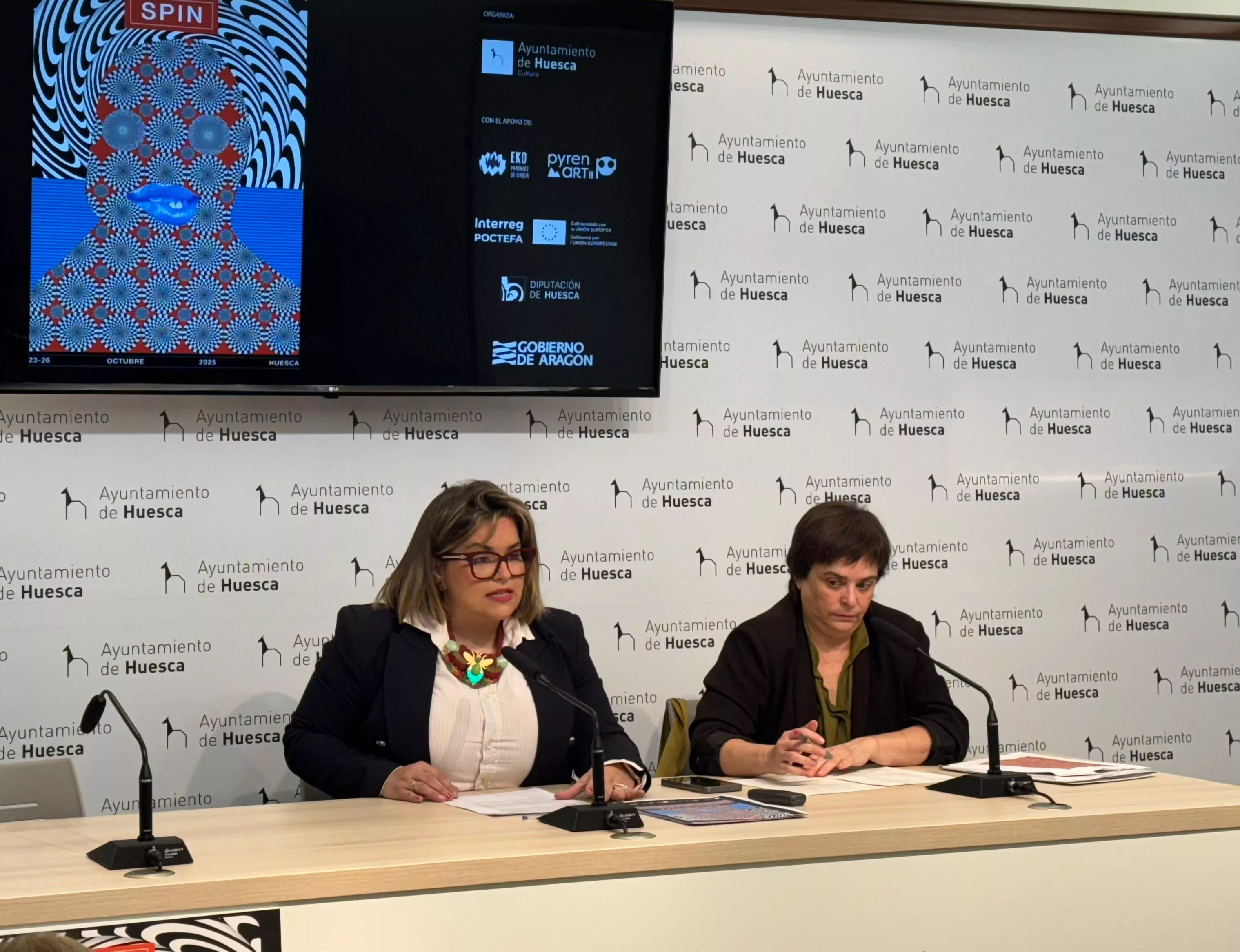 Sonia Latre y Pilar Barrio, presentando el Spin Festival 2025. 