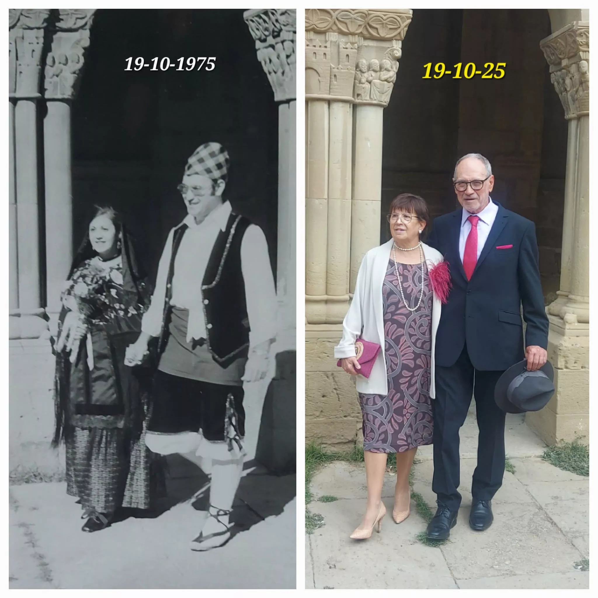 Cincuenta años separan estas entrañables fotografías de Merche y Santi.