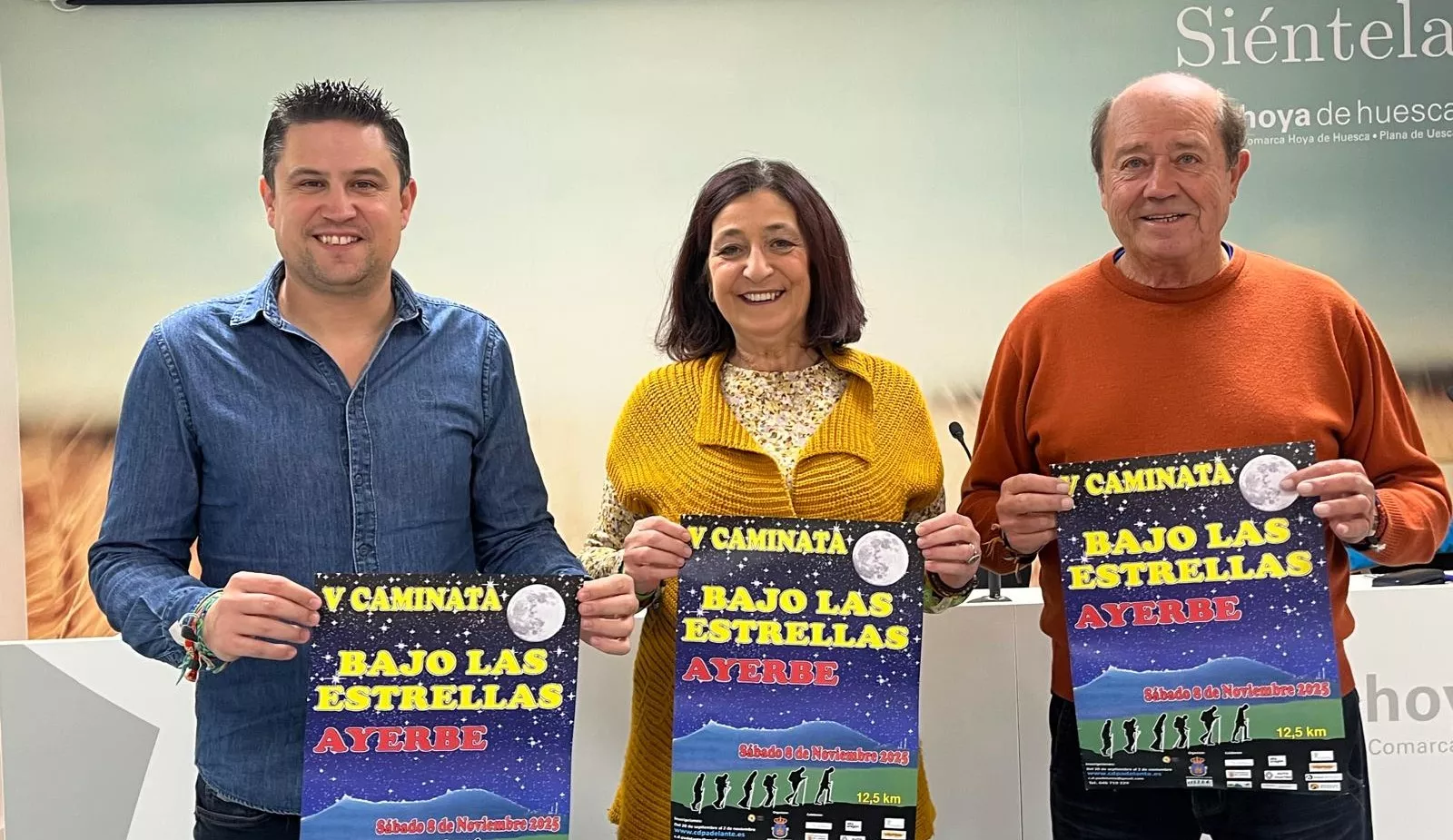 Antonio Biescas, Susana Magán y José Antonio Sarasa han presentado la V Caminata Bajo las Estrellas de Ayerbe. Foto Mercedes Manterola Antonio Biescas, Susana Magán y José Antonio Sarasa han presentado la V Caminata Bajo las Estrellas de Ayerbe. Foto Mercedes Manterola