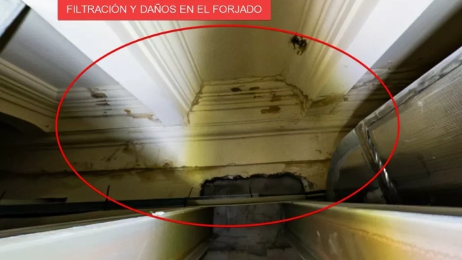 Filtración y daños en el forjado. Filtración y daños en el forjado.