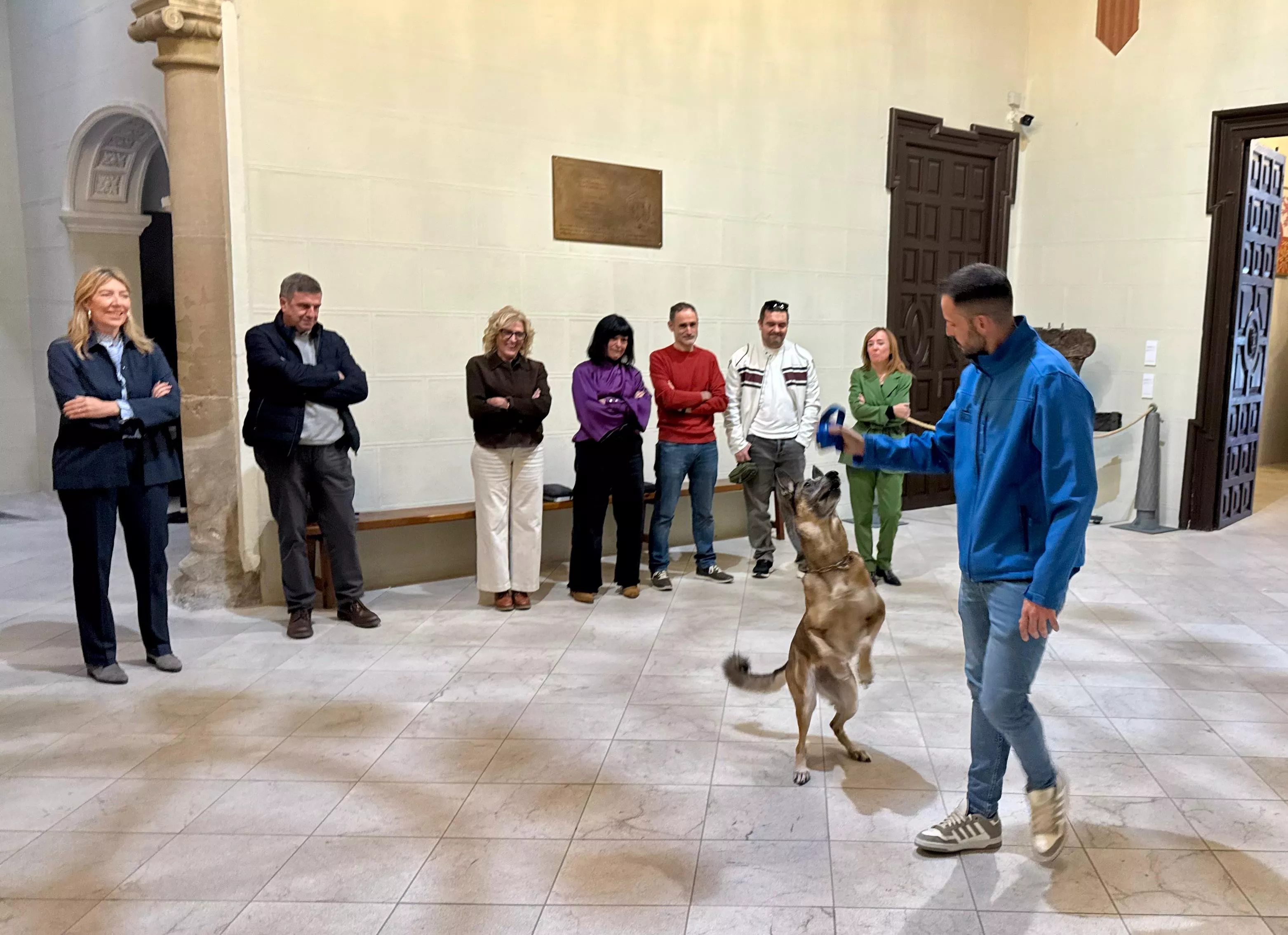Demostración con uno de los perros que integrarán la unidad de la Policía Local Demostración con uno de los perros que integrarán la unidad de la Policía Local