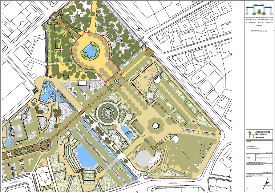 Plano 1 de actuación en el Parque Miguel Servet