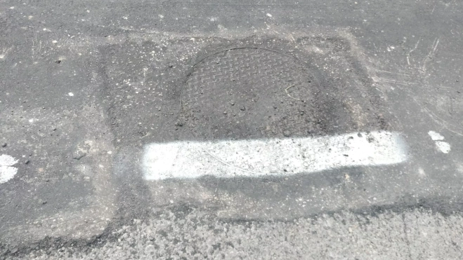 Detalle de la obra de la carretera en Tardienta.