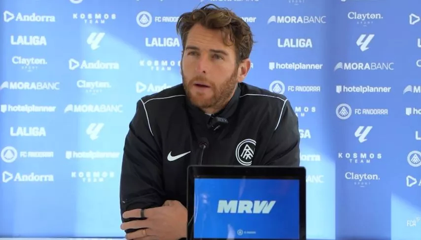 Ibai Gómez, entrenador del Andorra, en la previa ante el Huesca.