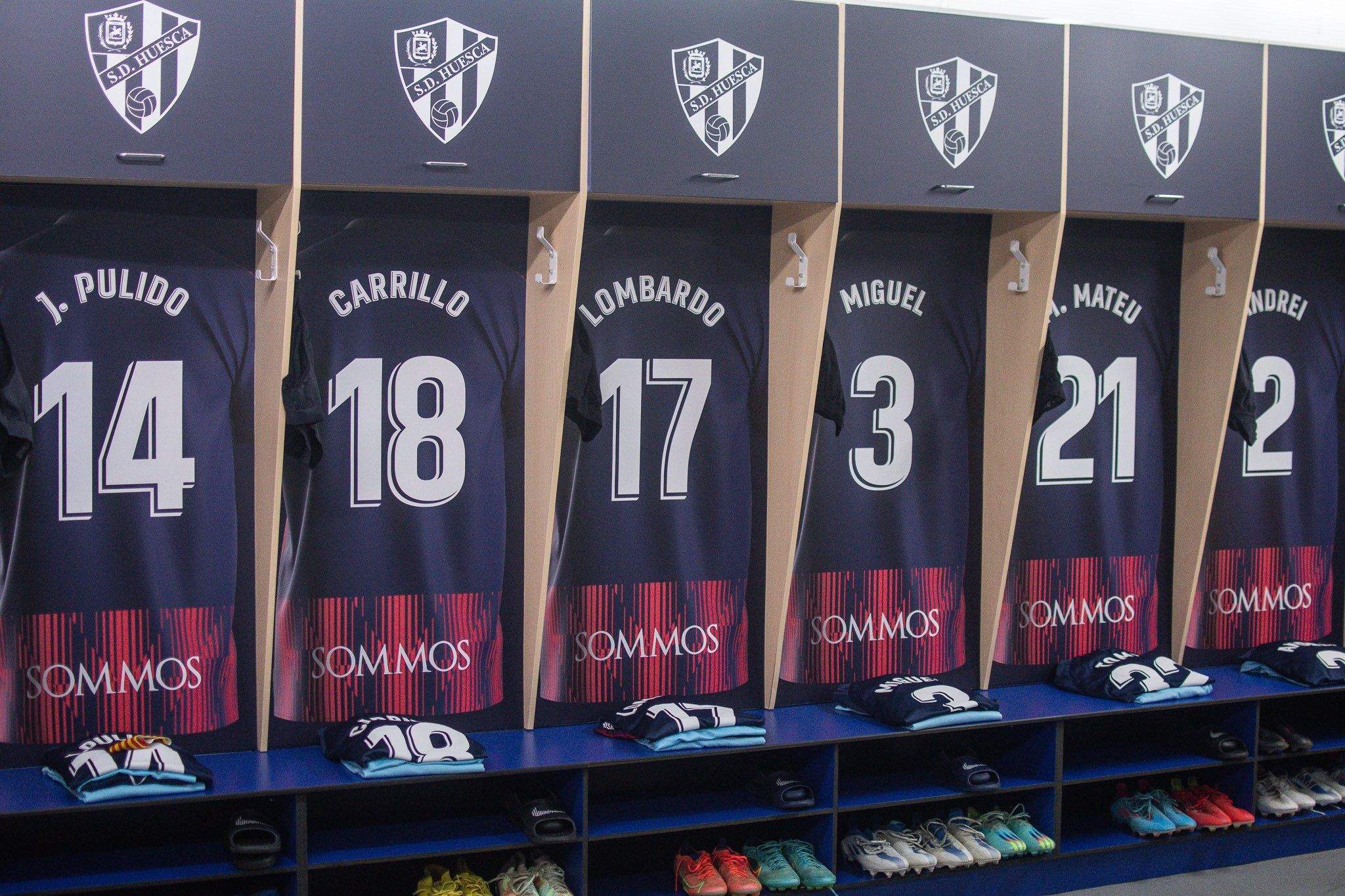 El vestuario del Huesca, preparado. Foto: SD Huesca