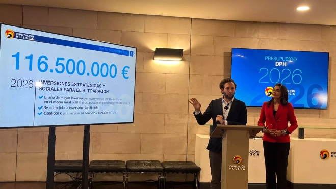Isaac Claver y Celsa Rufas en la presentación del presupuesto de la DPH 2026. Foto Mercedes Manterola Isaac Claver y Celsa Rufas en la presentación del presupuesto de la DPH 2026. Foto Mercedes Manterola