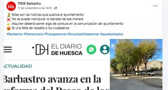 Mensaje en redes del PSOE de Barbastro
