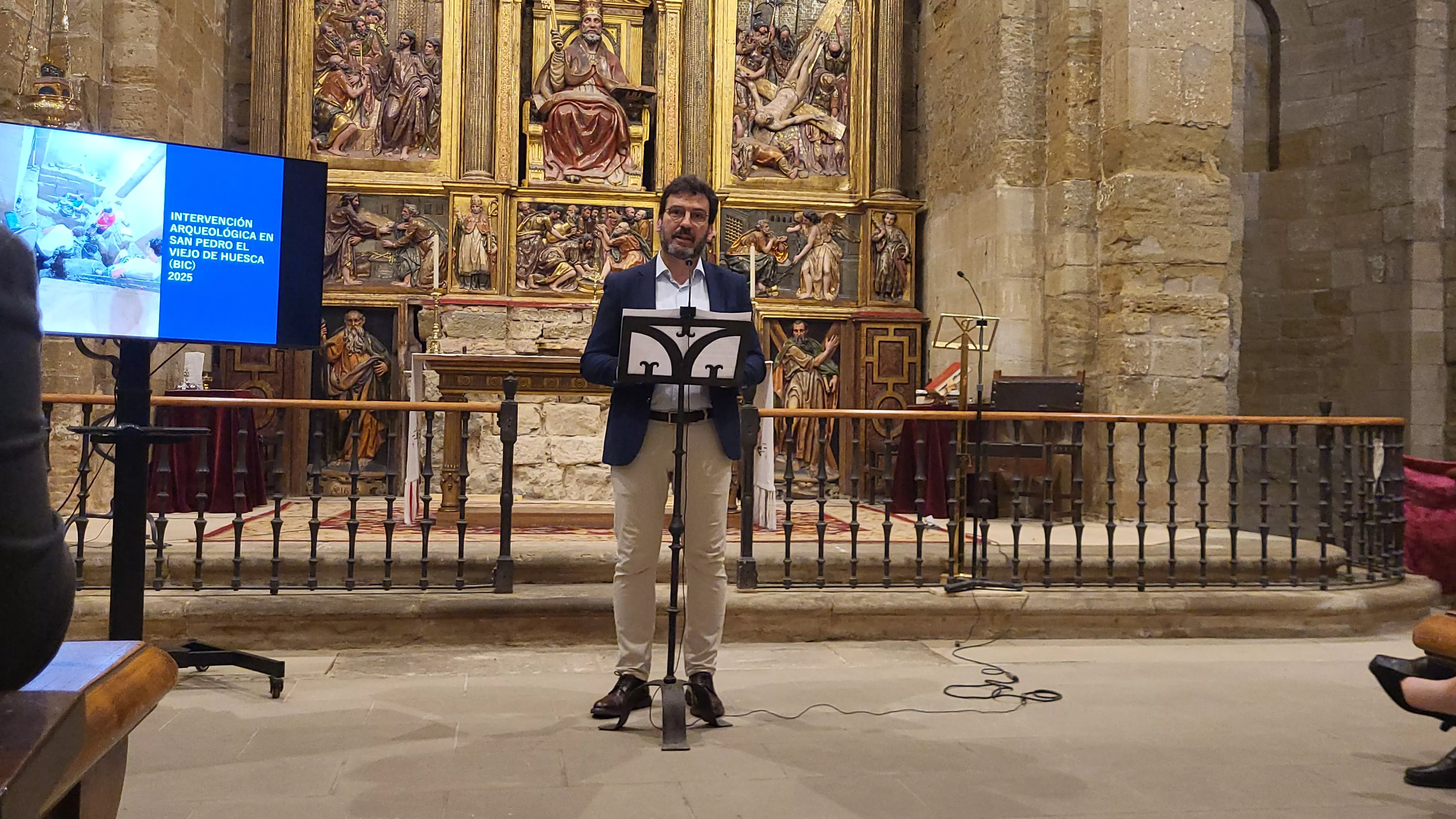 Presentación de los resultados de la excavación arqueológica en San Pedro el Viejo. Foto Mercedes Manterola