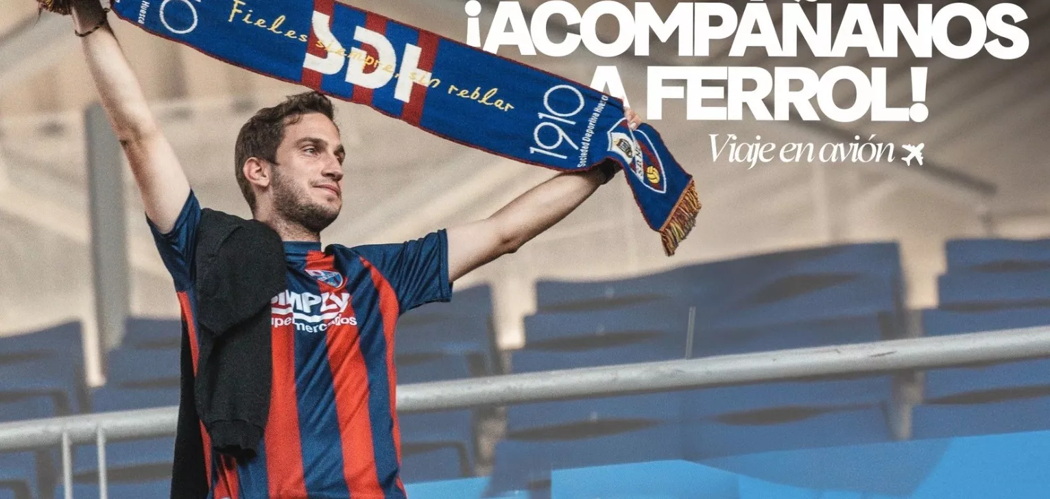 El Huesca organiza viaje en el avión de los jugadores a Ferrol