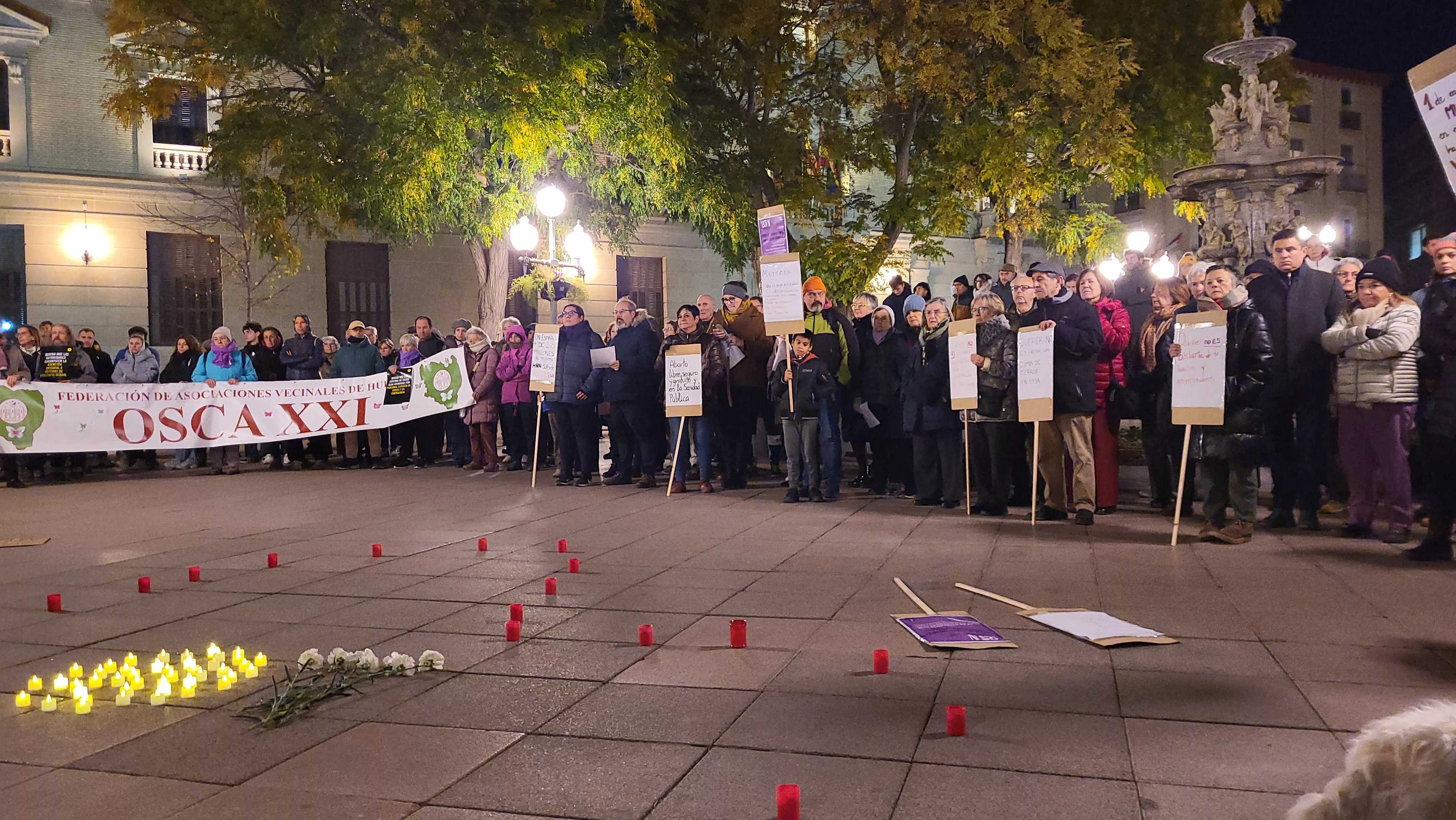 Concentración del Día Internacional contra la Violencia contra las Mujeres en Huesca. Foto Mercedes Manterola