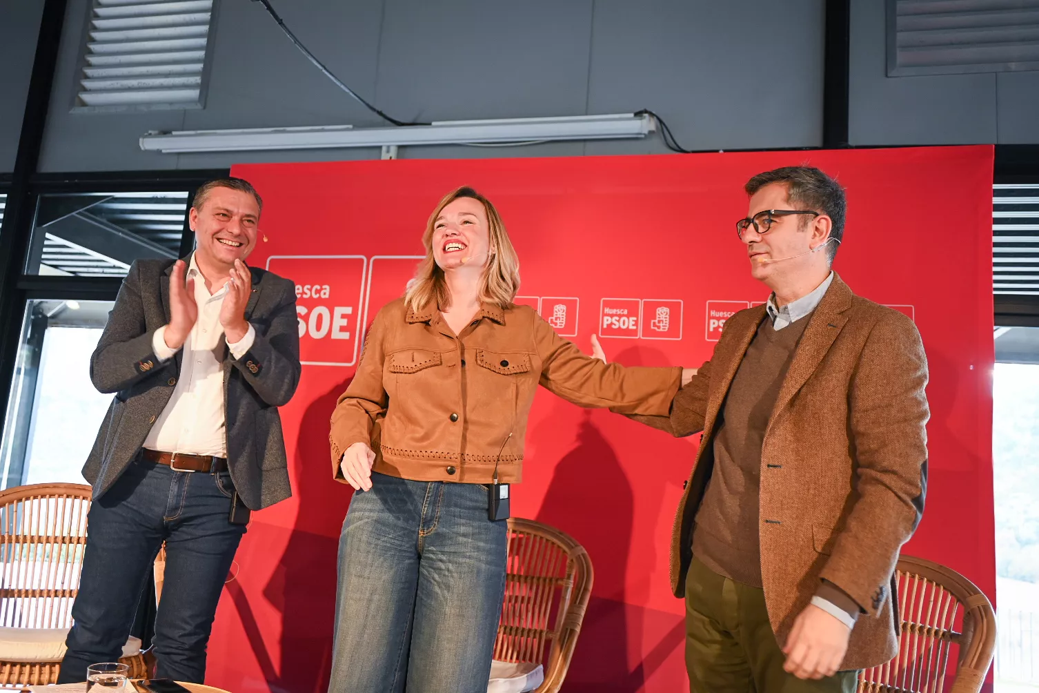 Fernando Sabés, Pilar Alegría y Félix Bolaños en la Jornadas Socialistas del Alto Aragón.