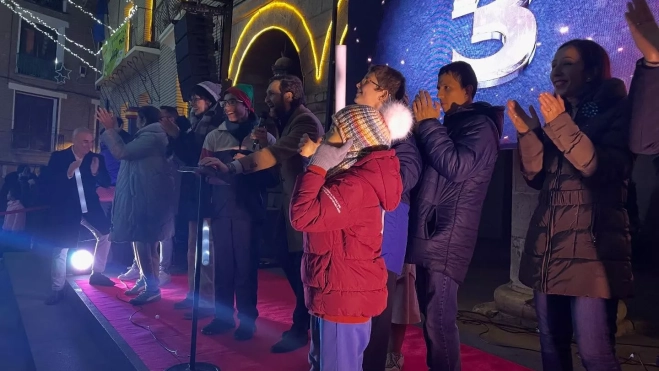 Protagonistas del encendido navideño.