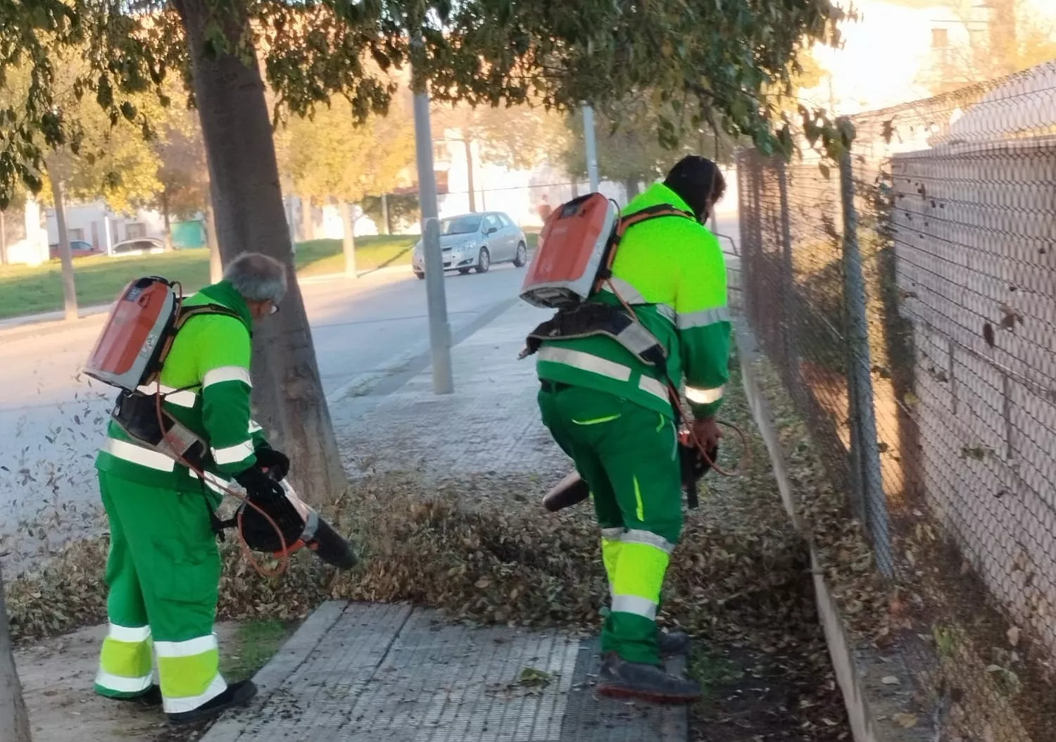 Huesca refuerza la limpieza viaria para hacer frente a la caída de hojas.