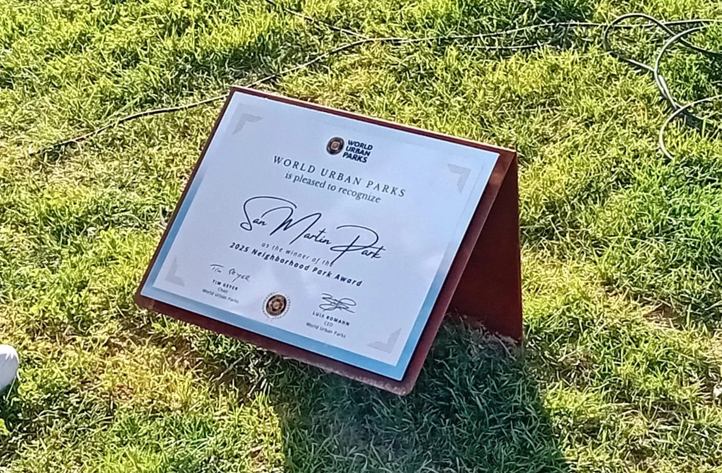 Acto de conmemoración del título del parque San Martín como Mejor Parque de Barrio de Europa. Foto Nuria Sesma 